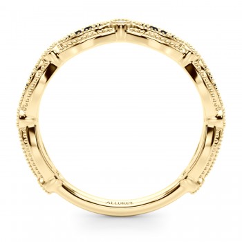 Antique Black Diamond & Diamond Wedding Ring Band 18K Yellow Gold (0.20ct)